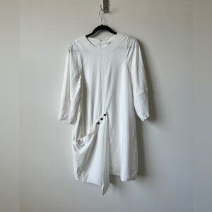 Tibi White Asymmetrical Drape Detail Dress Size 6